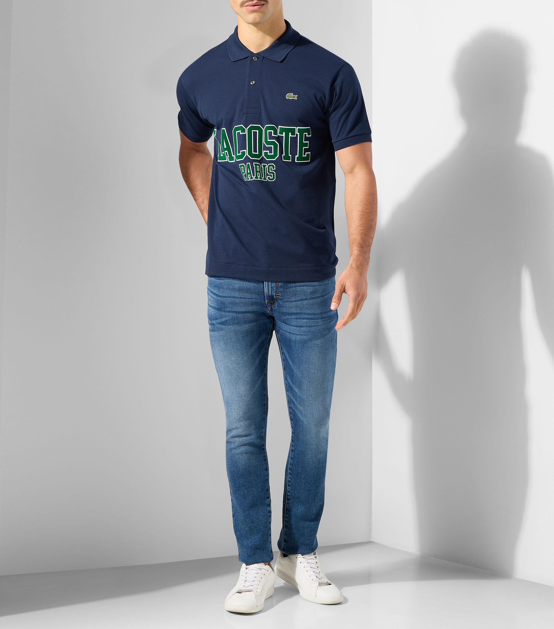 Playera tipo polo manga corta con estampado Hombre